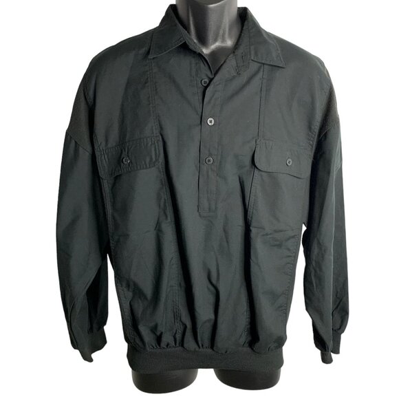 Members Only Other - Vintage 90s Members Only Pullover Polo Shirt L Black Buttons Pockets Rib Trim